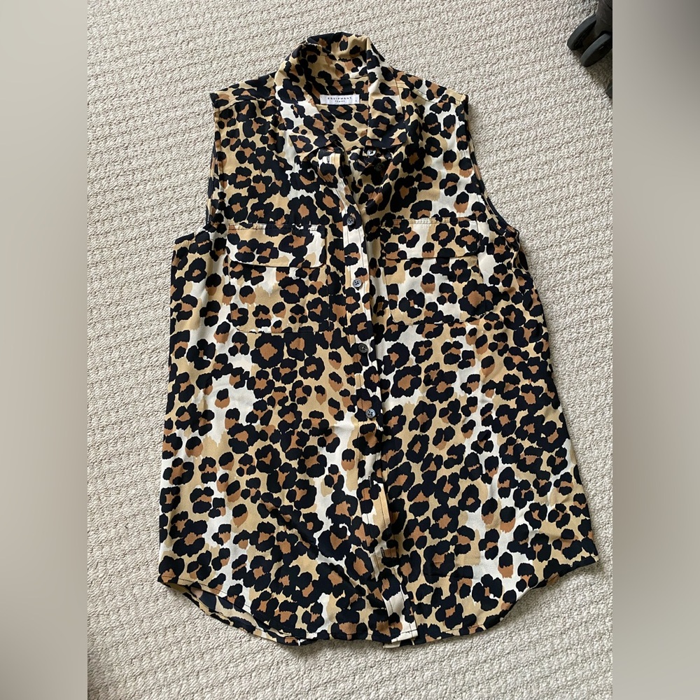 Equipment silk leopard blouse